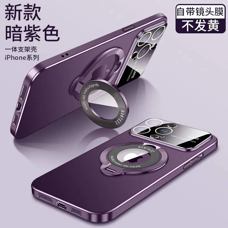 image-iPhone 14 Magnetic Bracket Case - Maroon Anti-Fingerprint
