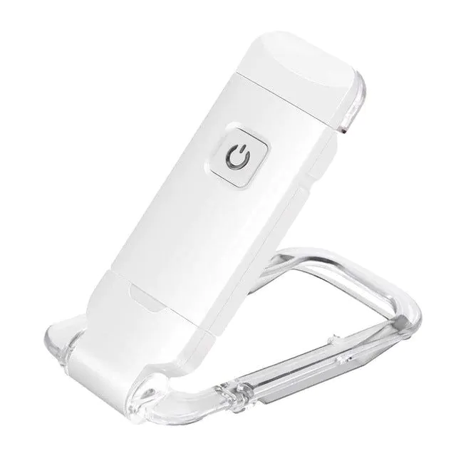 image-USB Mini Clip Reading Lamp - White Portable Book Light
