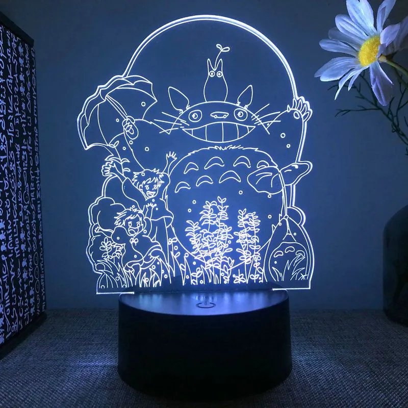 image-3D Night Light USB Touch Remote Control LED Lamp Bedside Gift - Colorful