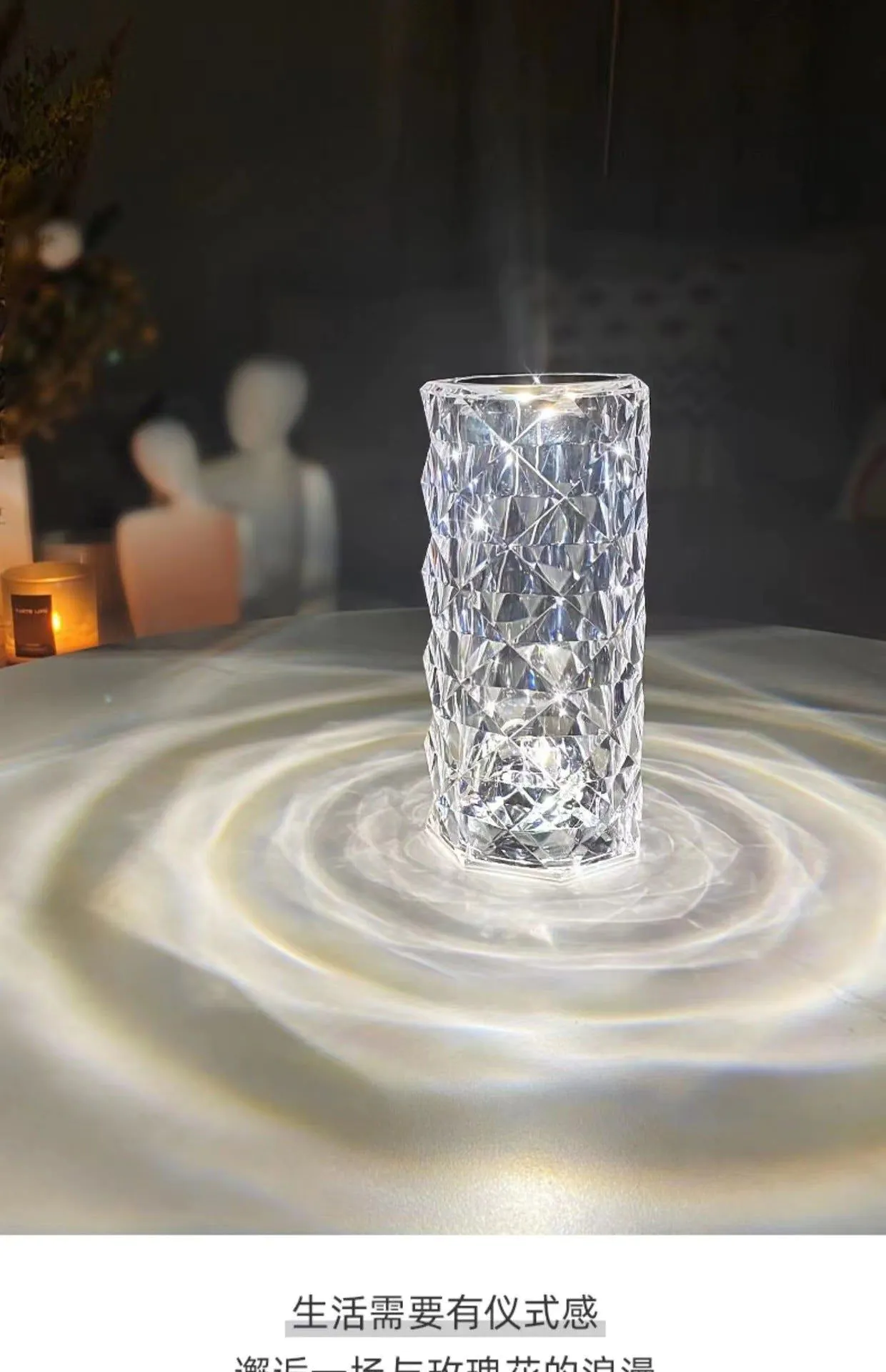 image-Rose Lamp USB Rechargeable Crystal Touch - 7 Color