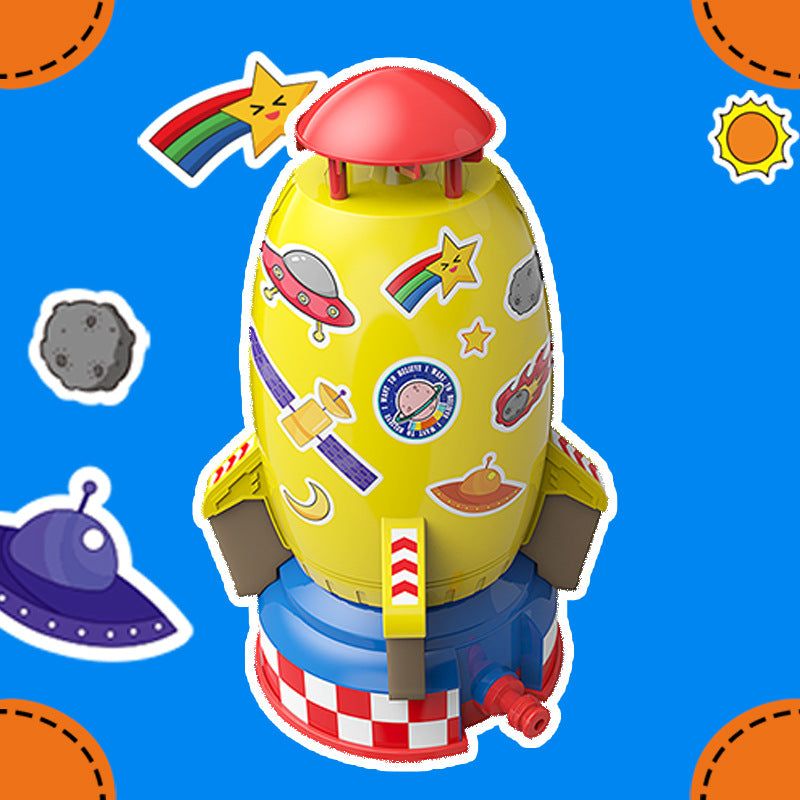 image-Space Rocket Sprinkler - Kids Rotating Water Toy