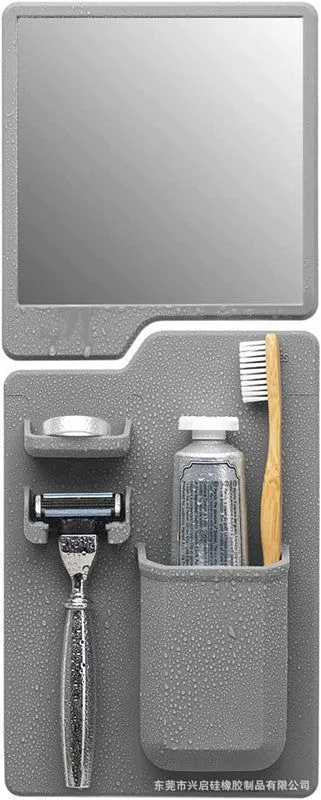image-Silicone Toothbrush Holder - Black Suction Cup