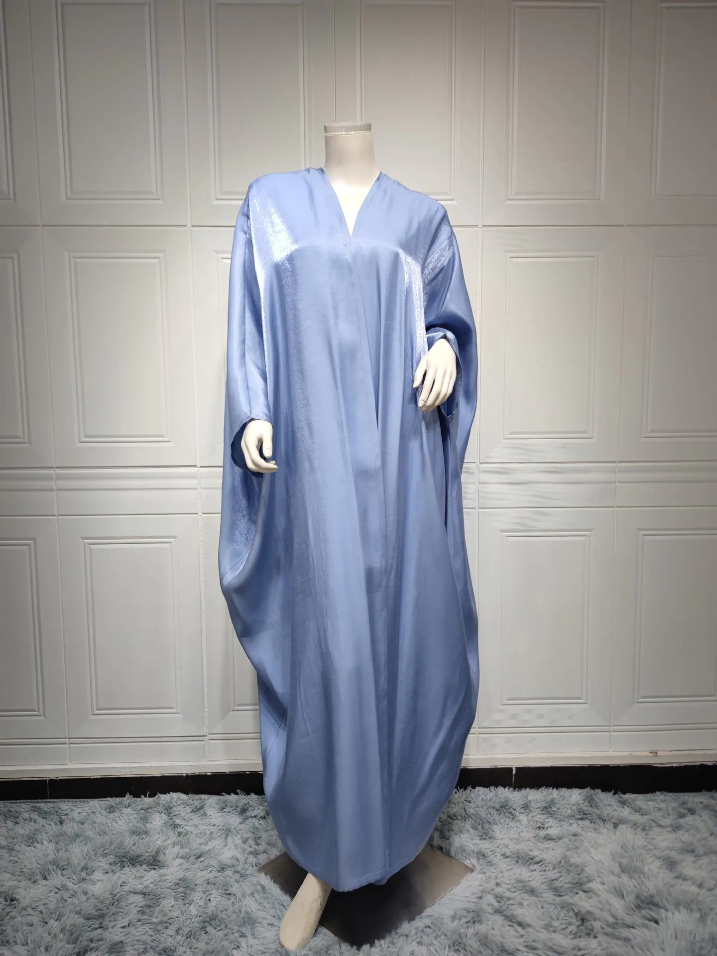 image-Polyester Bright Satin Robe - Dark Pink Long Sleeve 
