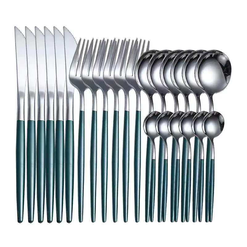 image-Yigang Stainless Steel Flatware Set 24 Piece Silver