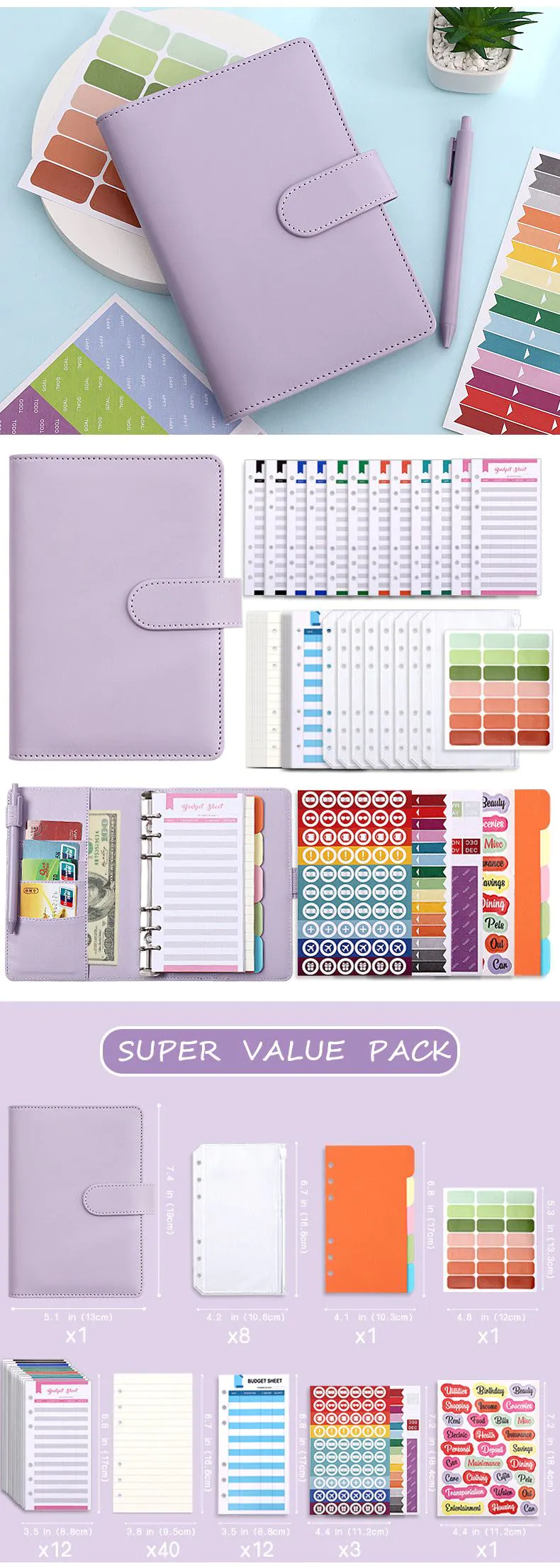 image-Macaron A6 Leather Notebook Budget Planner