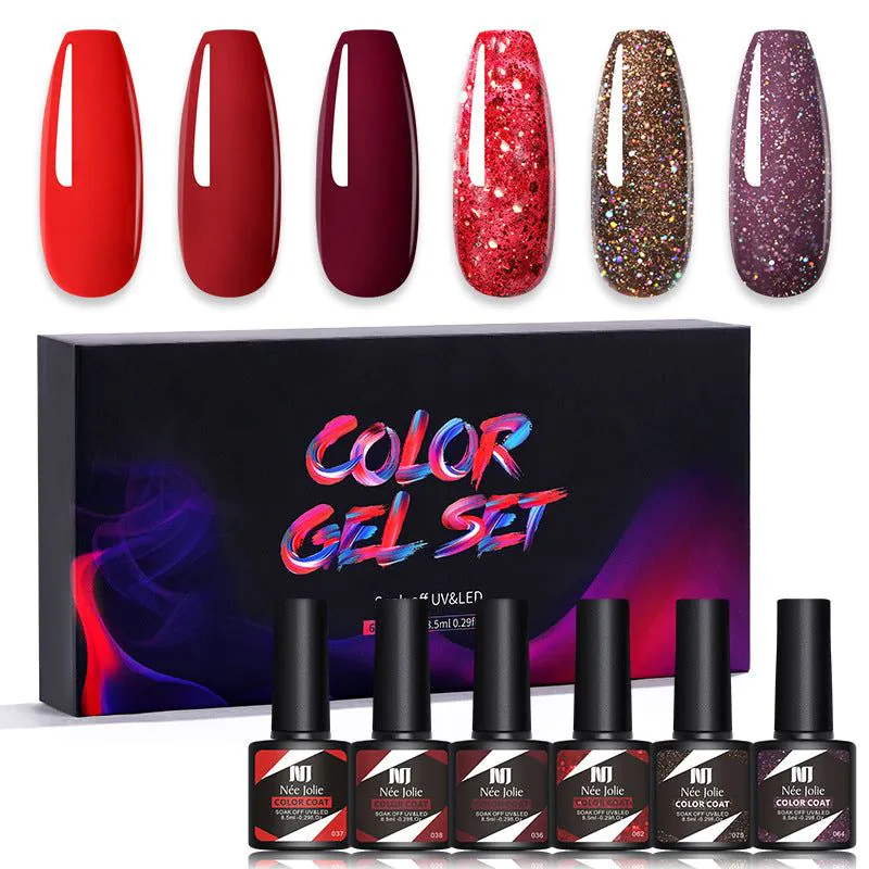 image-Nee Jolie UV Gel Nail Polish Set - 6 Colors 8.5ml