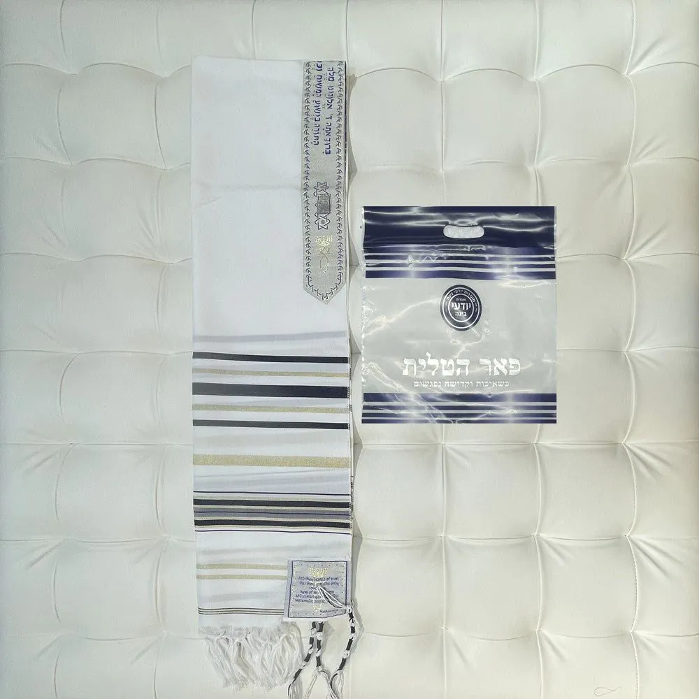 image-Arabian Scarf Shawl - Navy Blue Gold 50x180cm Polyester 