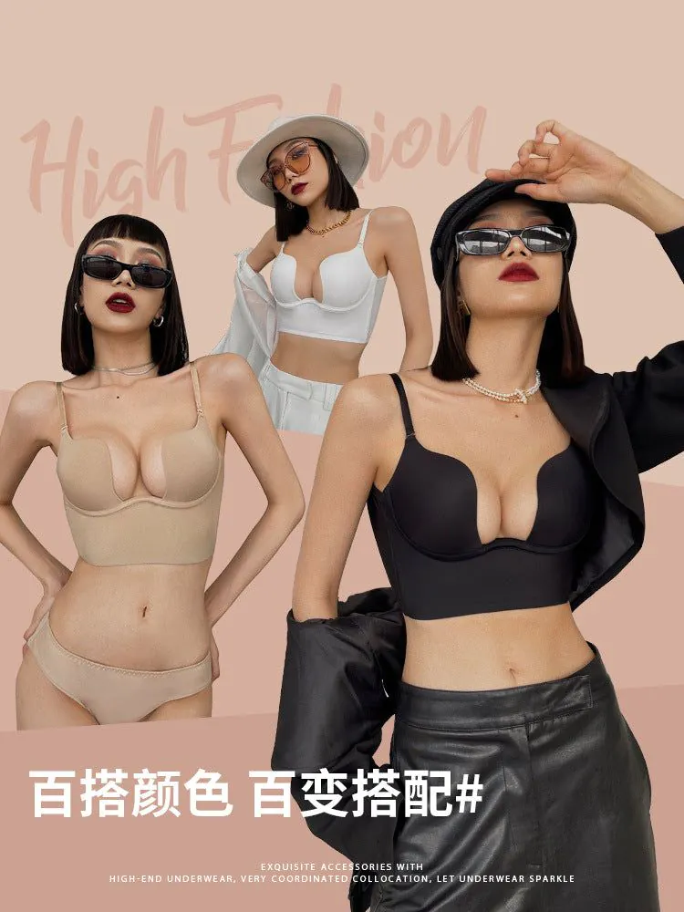 image-Cotton Bra Set 38/85AB White 3/4 Cup