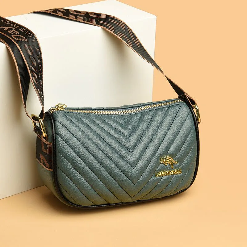image-PU Leather Shoulder Bag - Small Square Black
