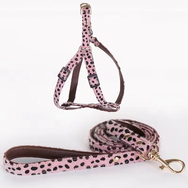 image-Leopard Print Pet Collar & Leash Set - Adjustable Dog Harness