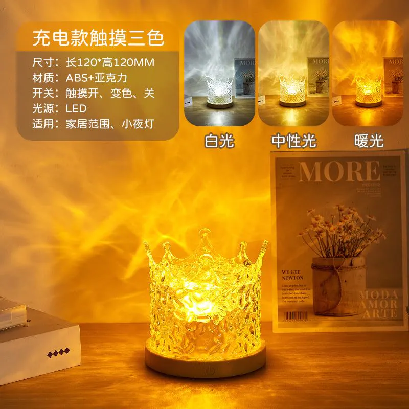 image-Rotating Water Ripple Night Light - Starry Sky Projection, Romantic Gift 