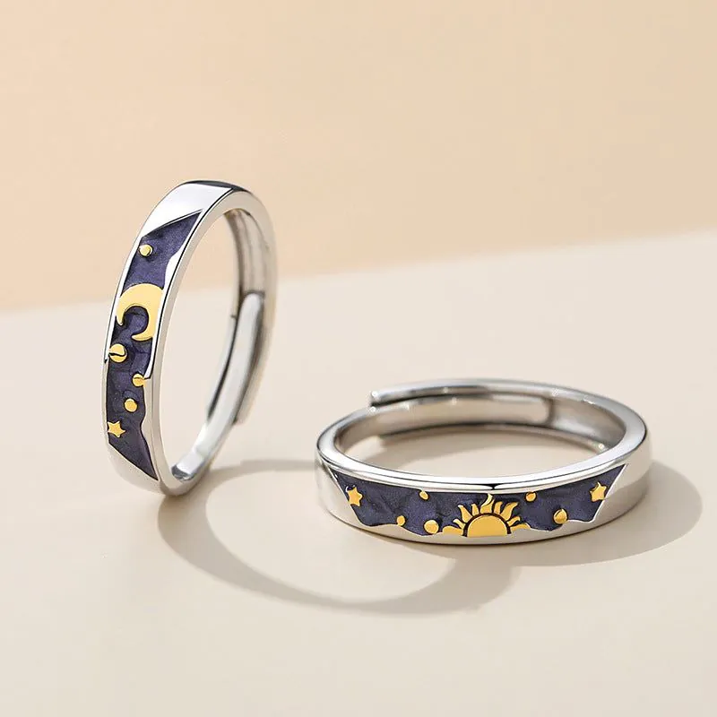 image-Huayou Couple Ring Set Sun Moon Adjustable 