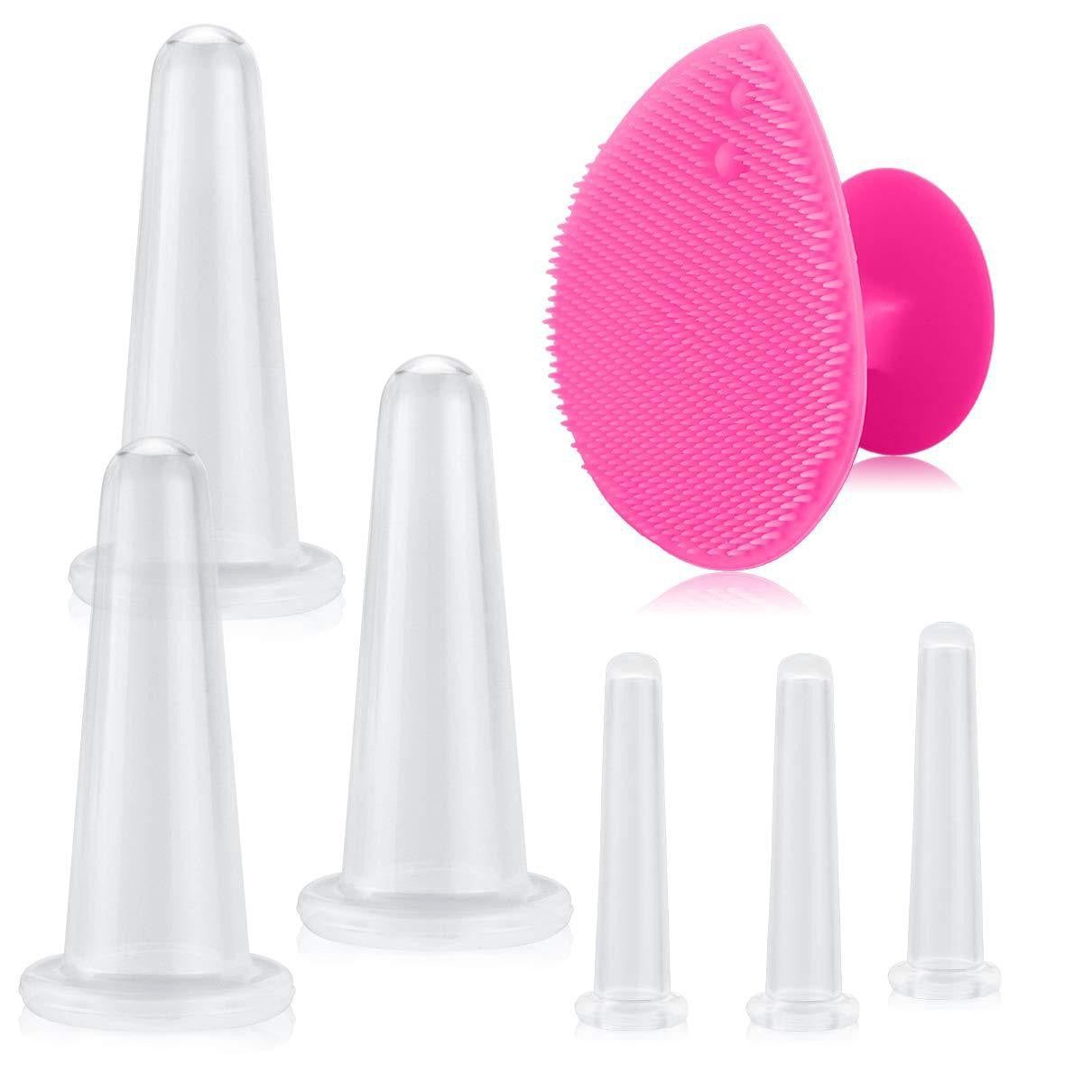 image-Silicone Cupping Set - 4 Cups Vacuum Massage Therapy 