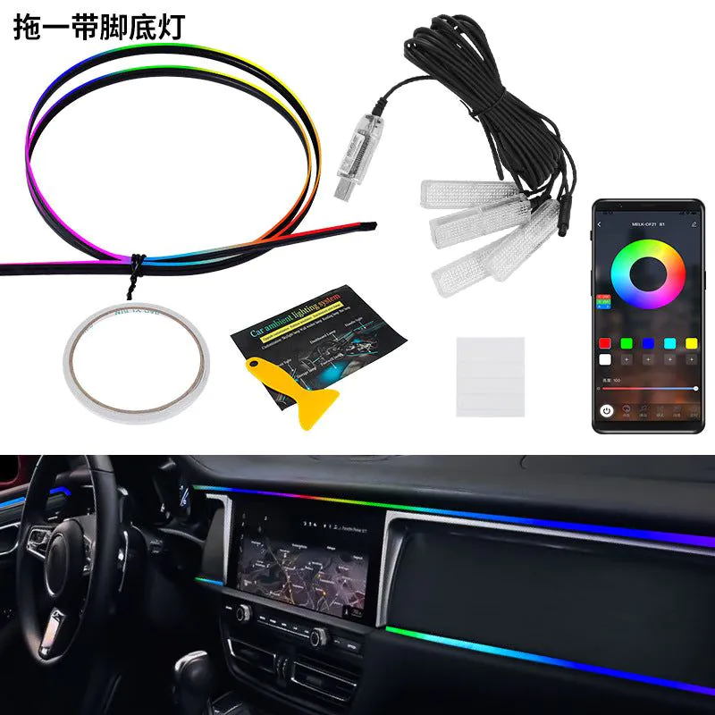 image-Car LED Atmosphere Light - RGB Voice Control 