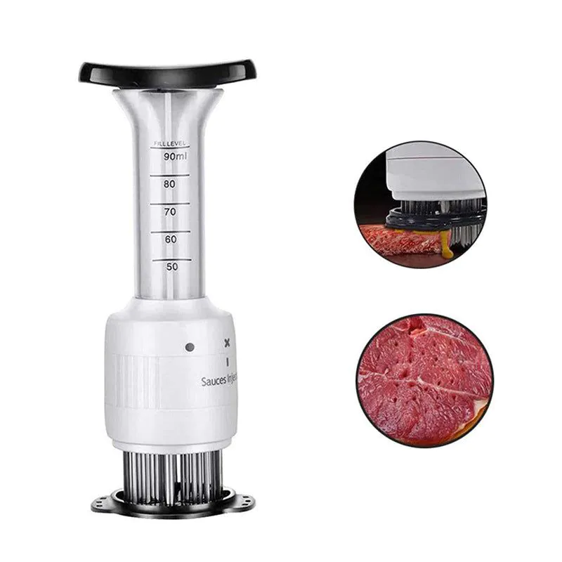 image-Steak Needle Meat Tenderizer - Syringe Style - Plastic - 21 Needles