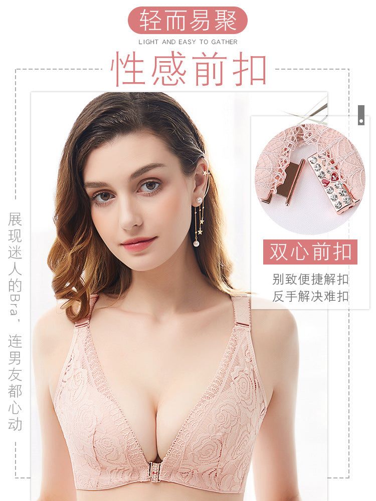 image-Dark Green Lace Push-Up Bra 36/80E Front Button