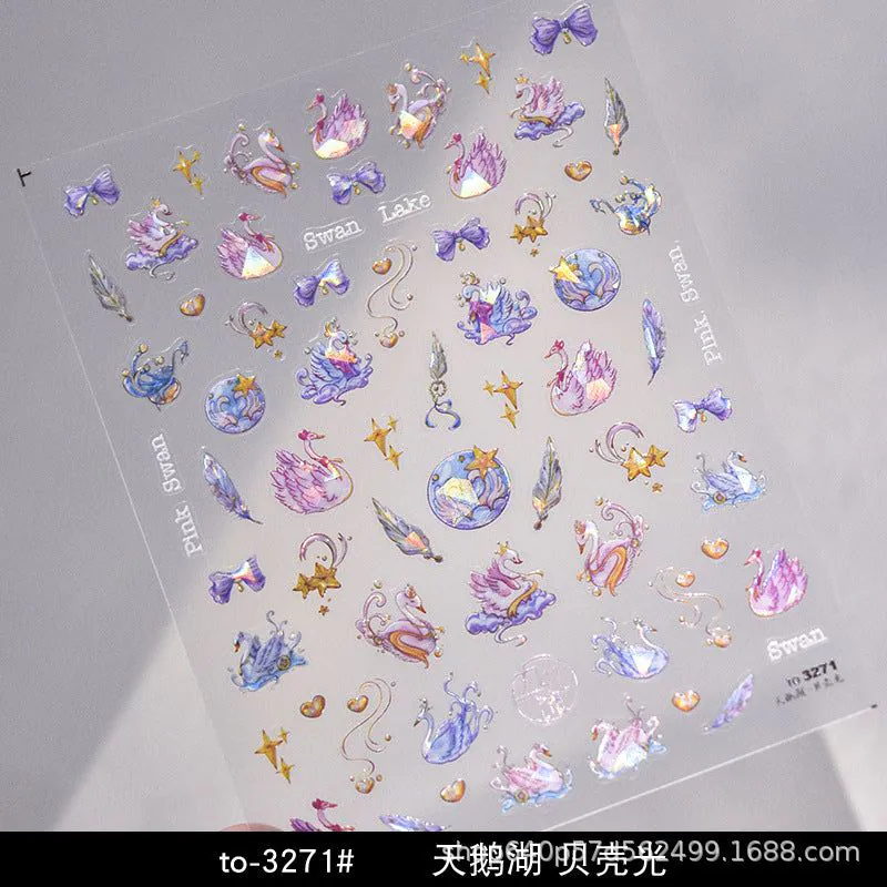 image-Shell Light Gold Koi Nail Stickers - Aurora Pink