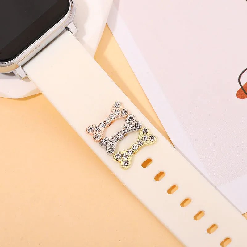 image-Apple Watch Silicone Strap - BK104 Diamond Bone Decor