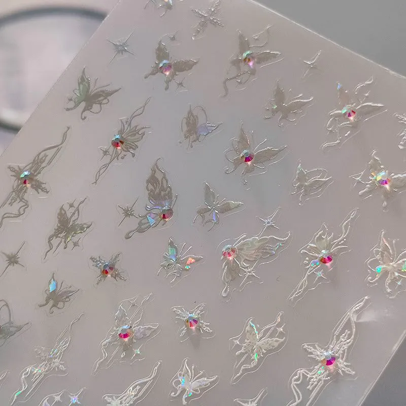 image-Iron element butterfly 5D nail stickers - diamond