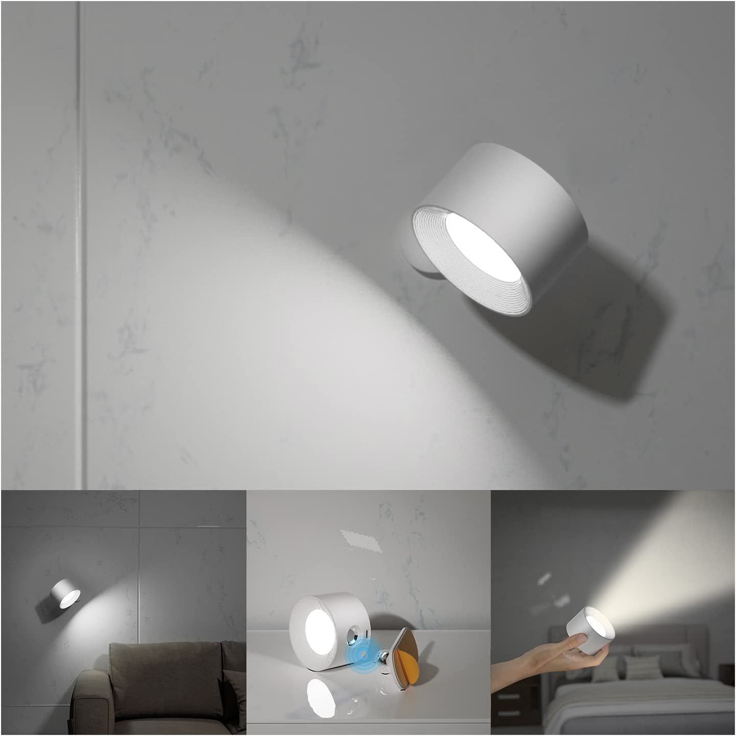 image-Magnetic LED Wall Lamp - RGB Dimmable Reading Light with Touch Switch 
