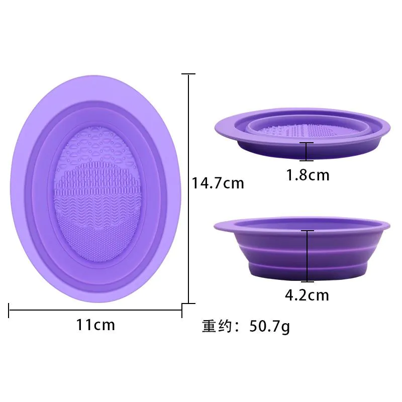 image-Silicone Cleaning Bowl - Oval Folding Scrub Pad