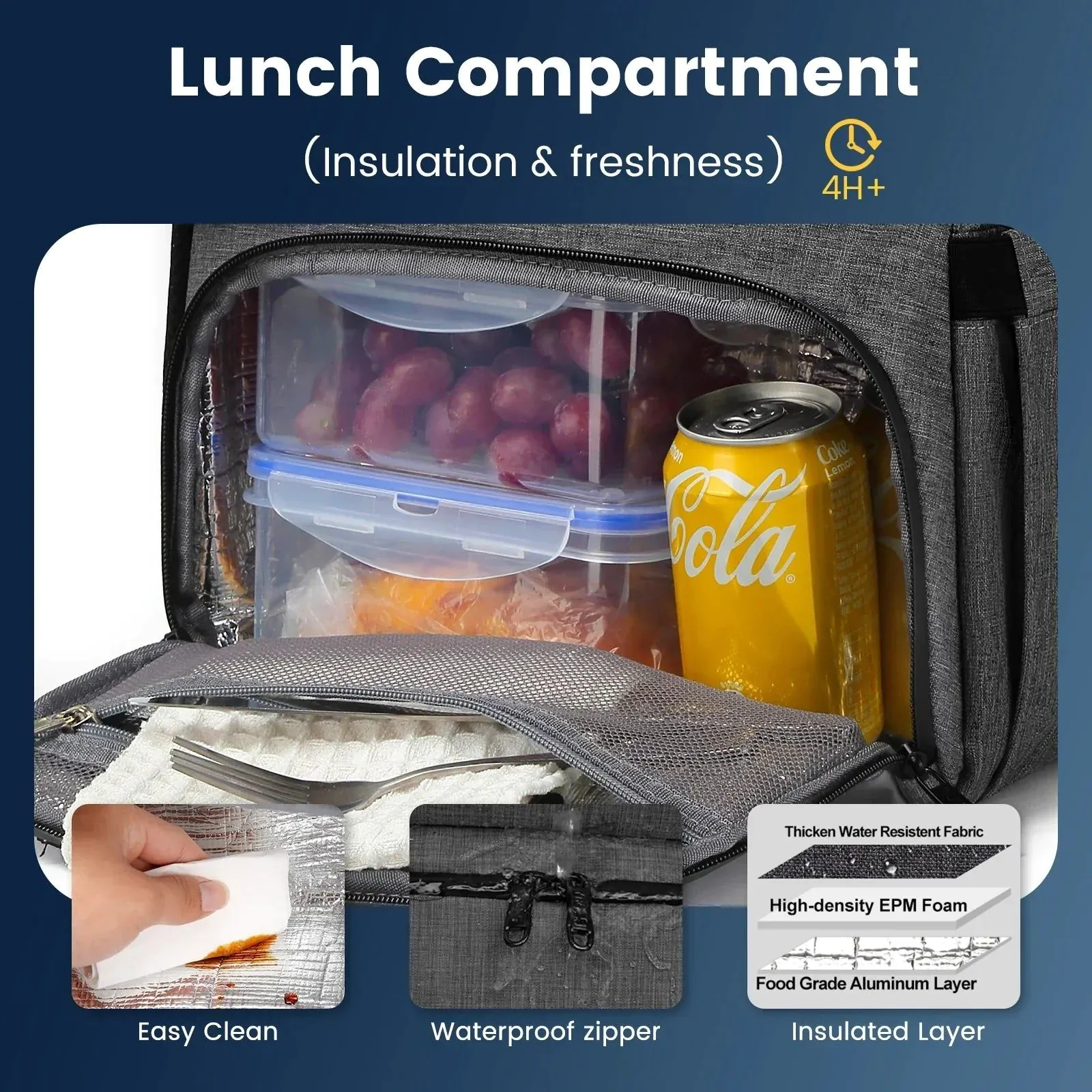 image-Waterproof Insulated Cooler Backpack - Black 15.6" Laptop Bag 