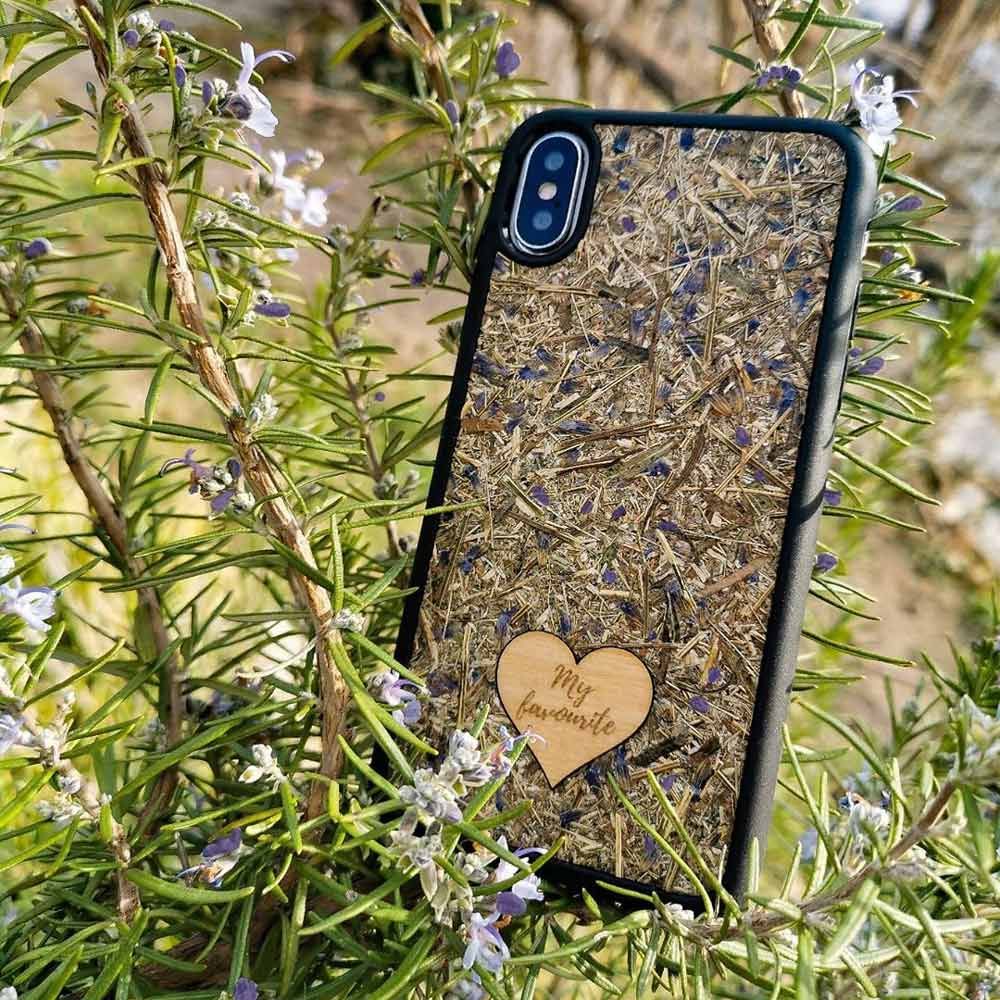 image-Personalized Organic Lavender Phone Case with Wood Engraving 