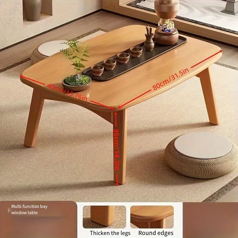 image-Chic Bamboo Folding Tea Table - 80x40x36 cm Low-Rise