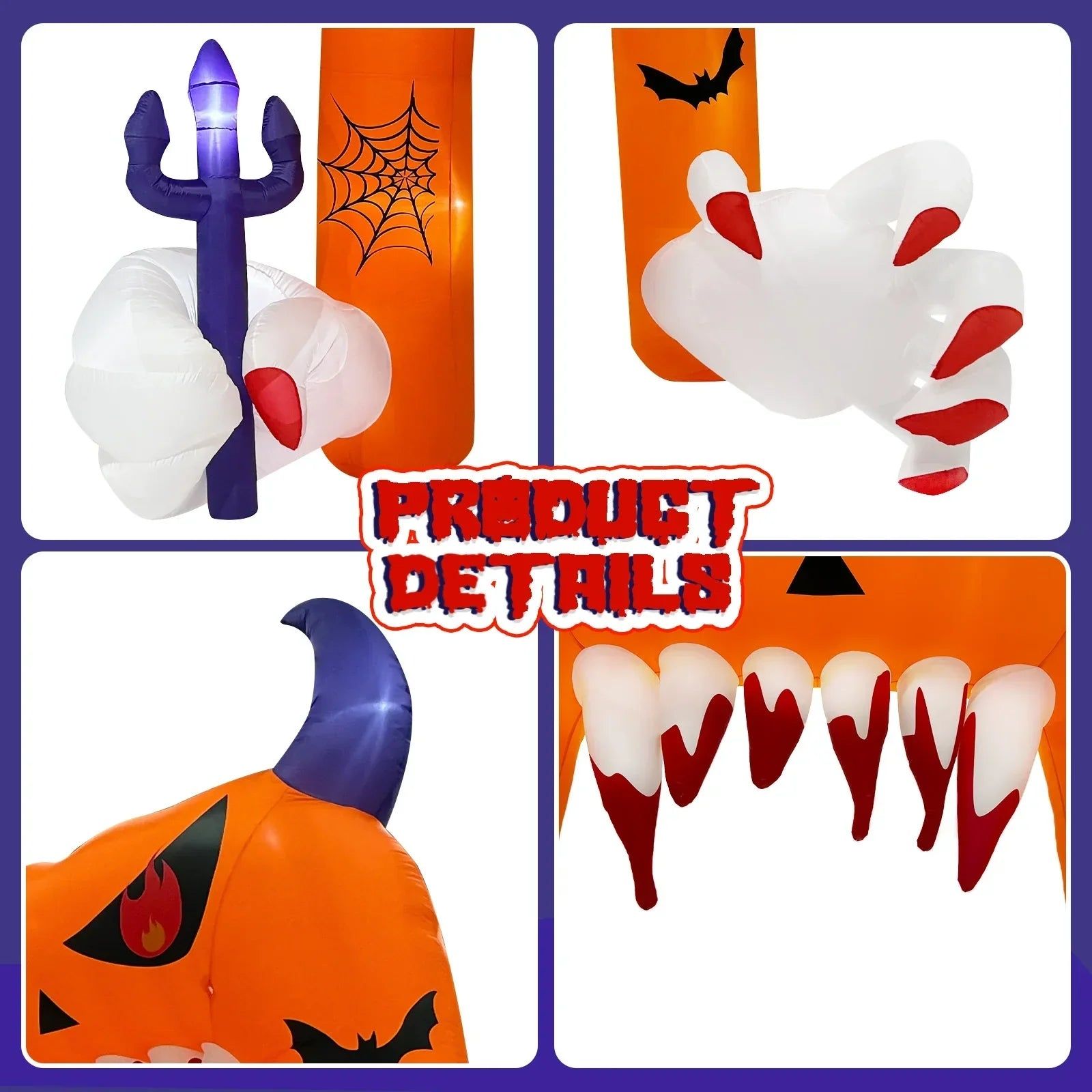 image-NNEOBA 12.5FT Inflatable Devil Pumpkin Arch with LEDs