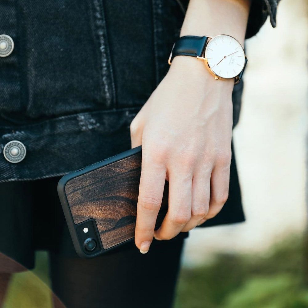 image-Ziricote Wood Phone Case - Handmade Slim Wooden Cover 