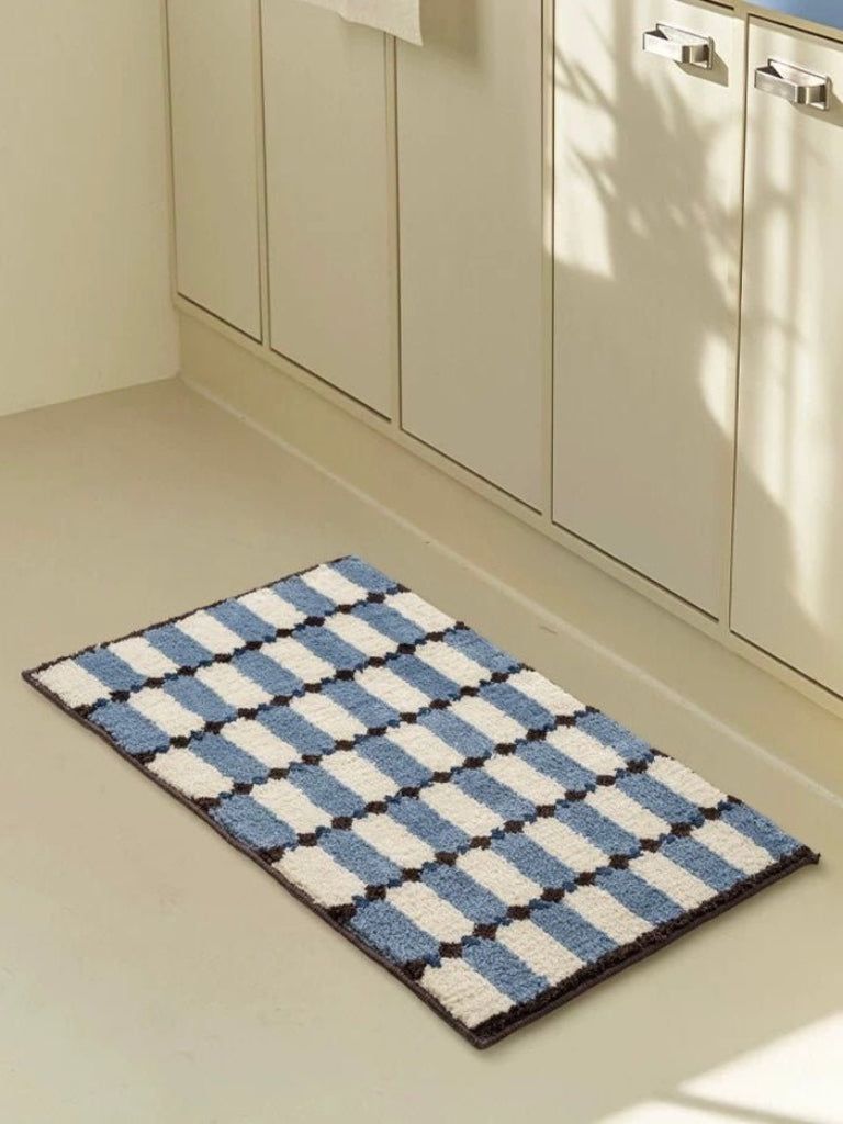 image-Retro Checker Bath Rug - Ultra Soft & Absorbent - Black/White 
