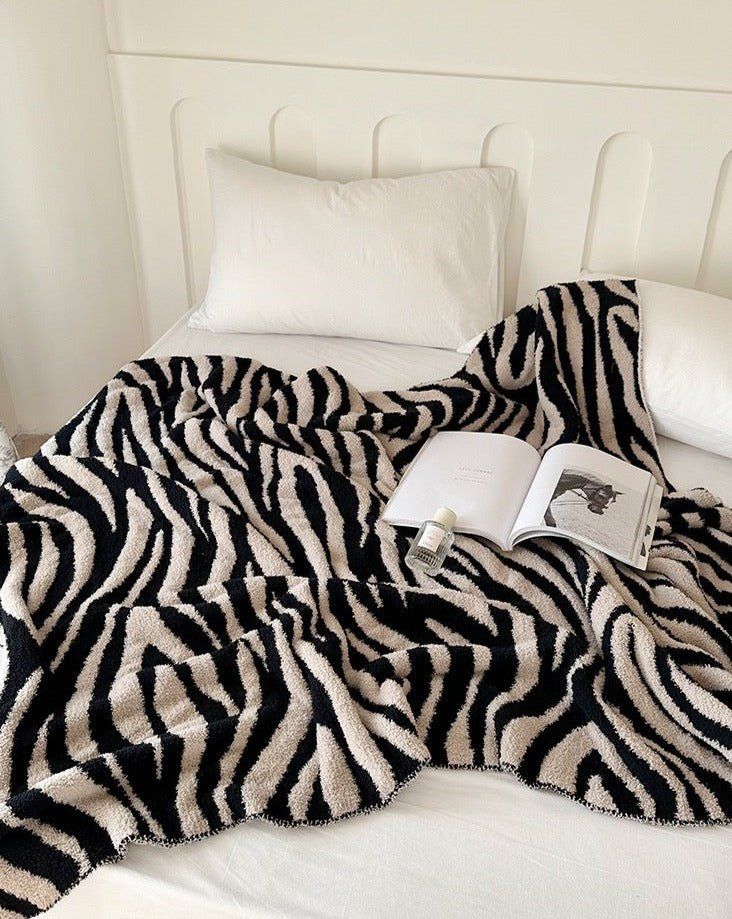 image-Retro Zebra Print Microfiber Throw Blanket - Ultra-Soft Plush
