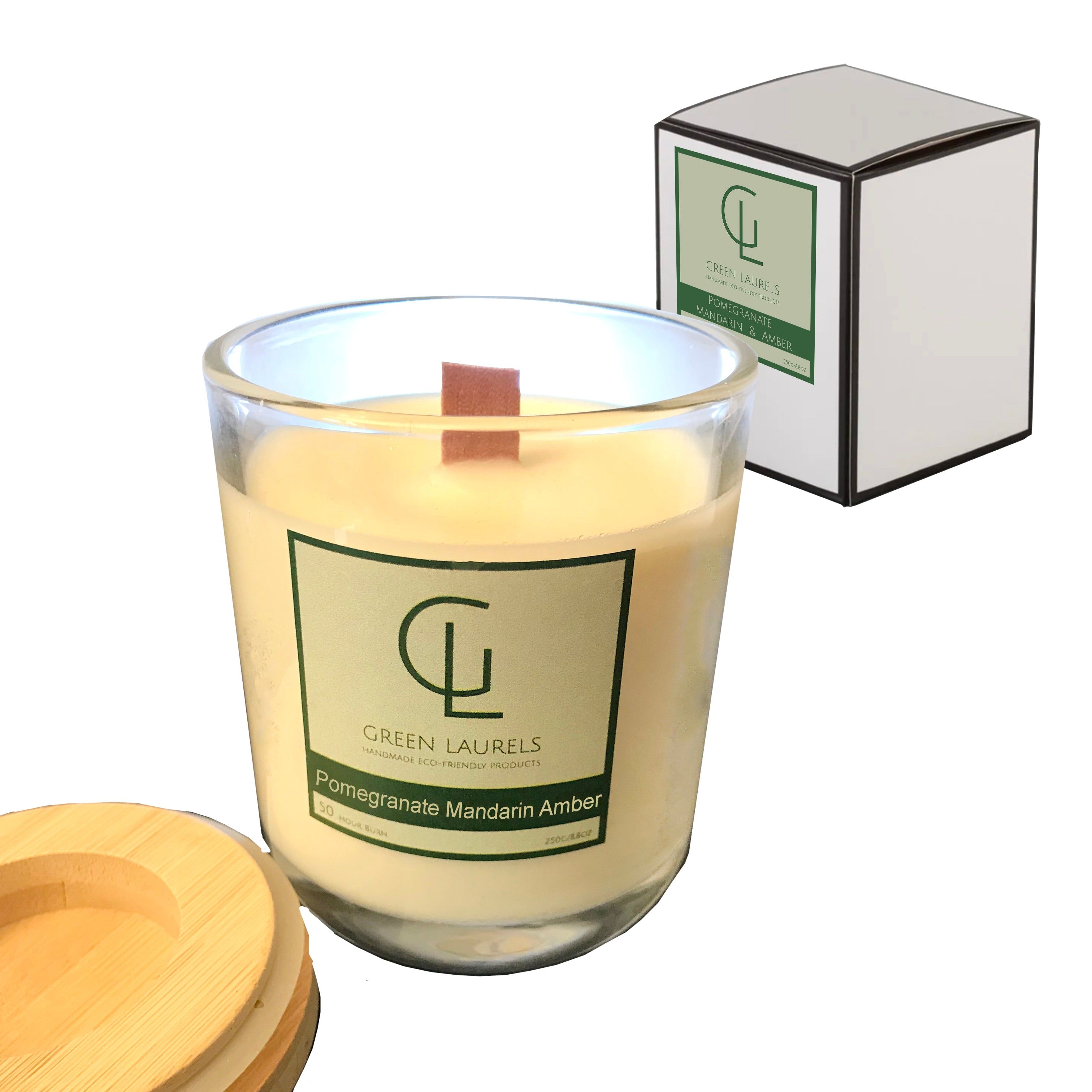 image-Soy Wax Premium Glass Candle - Lime Basil Mandarin 250g