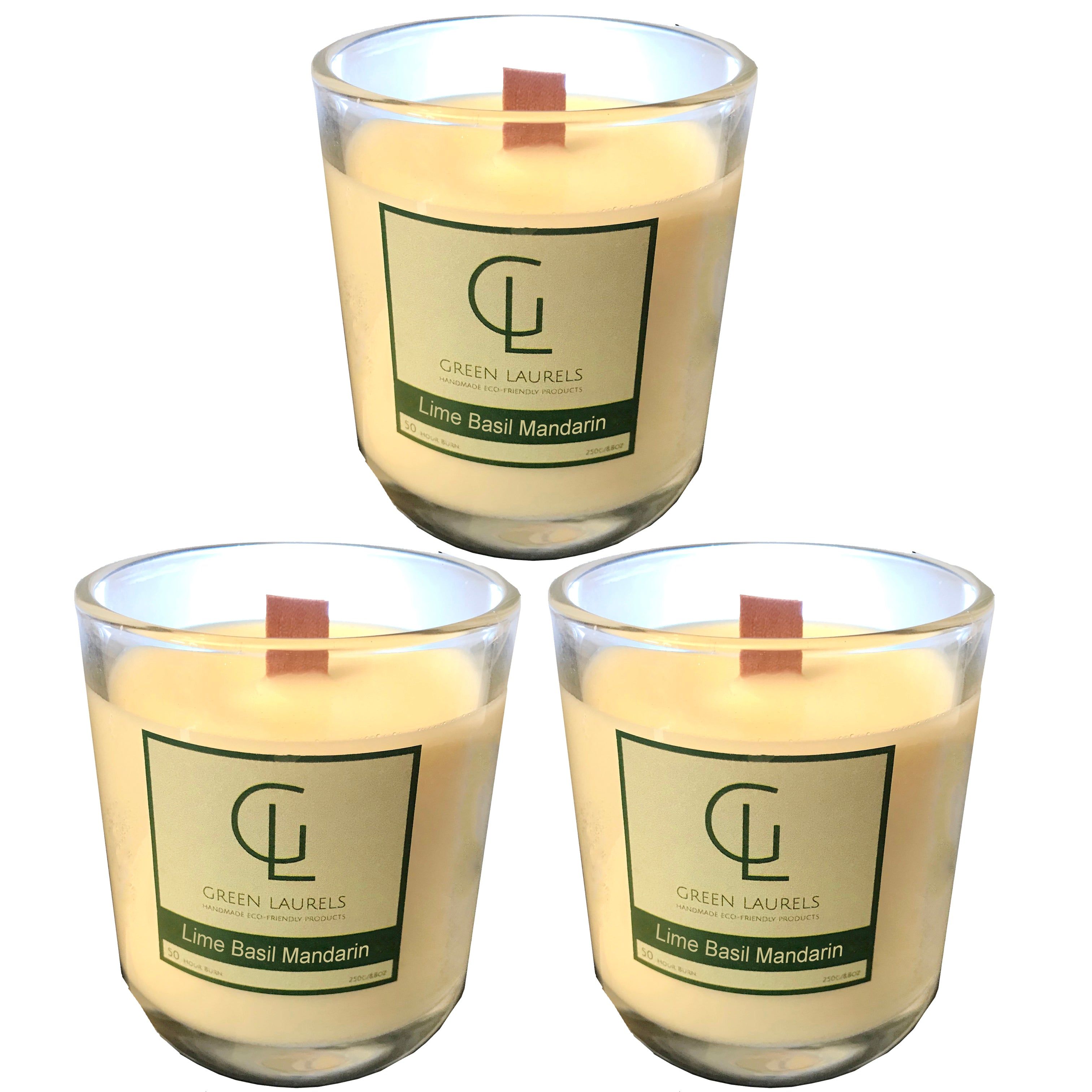 image-Soy Wax Premium Glass Candle - Lime Basil Mandarin 250g
