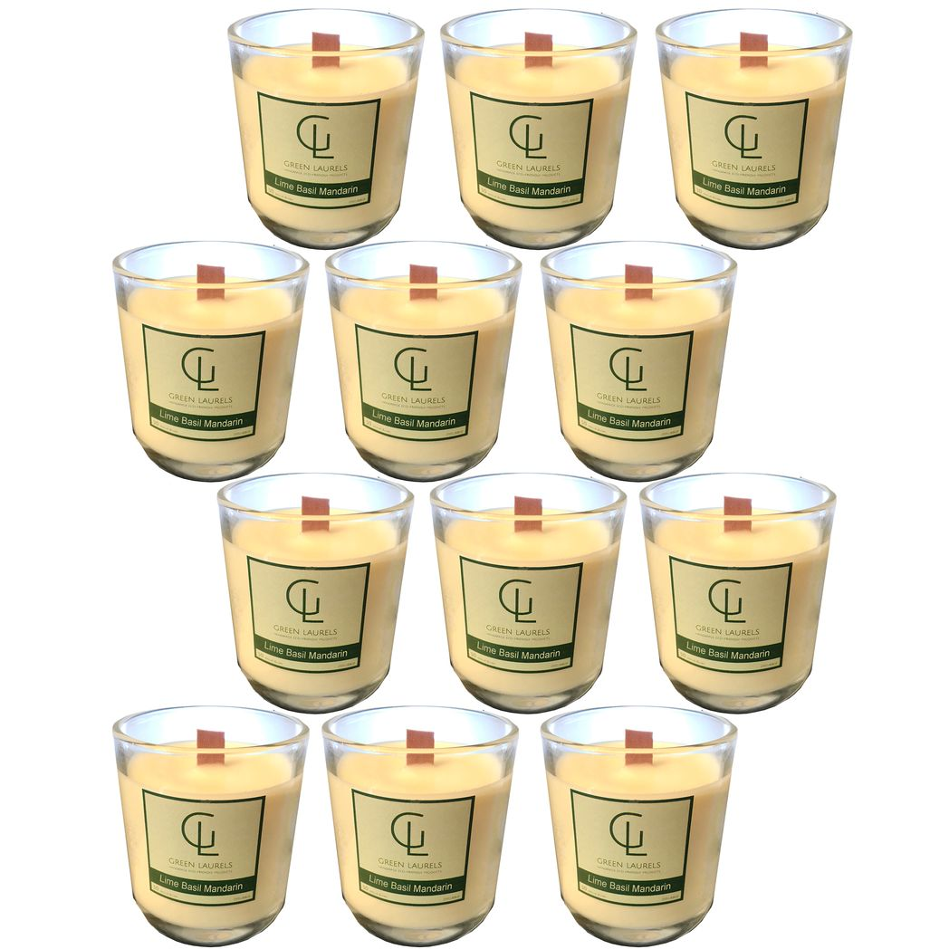 image-Soy Wax Premium Glass Candle - Lime Basil Mandarin 250g