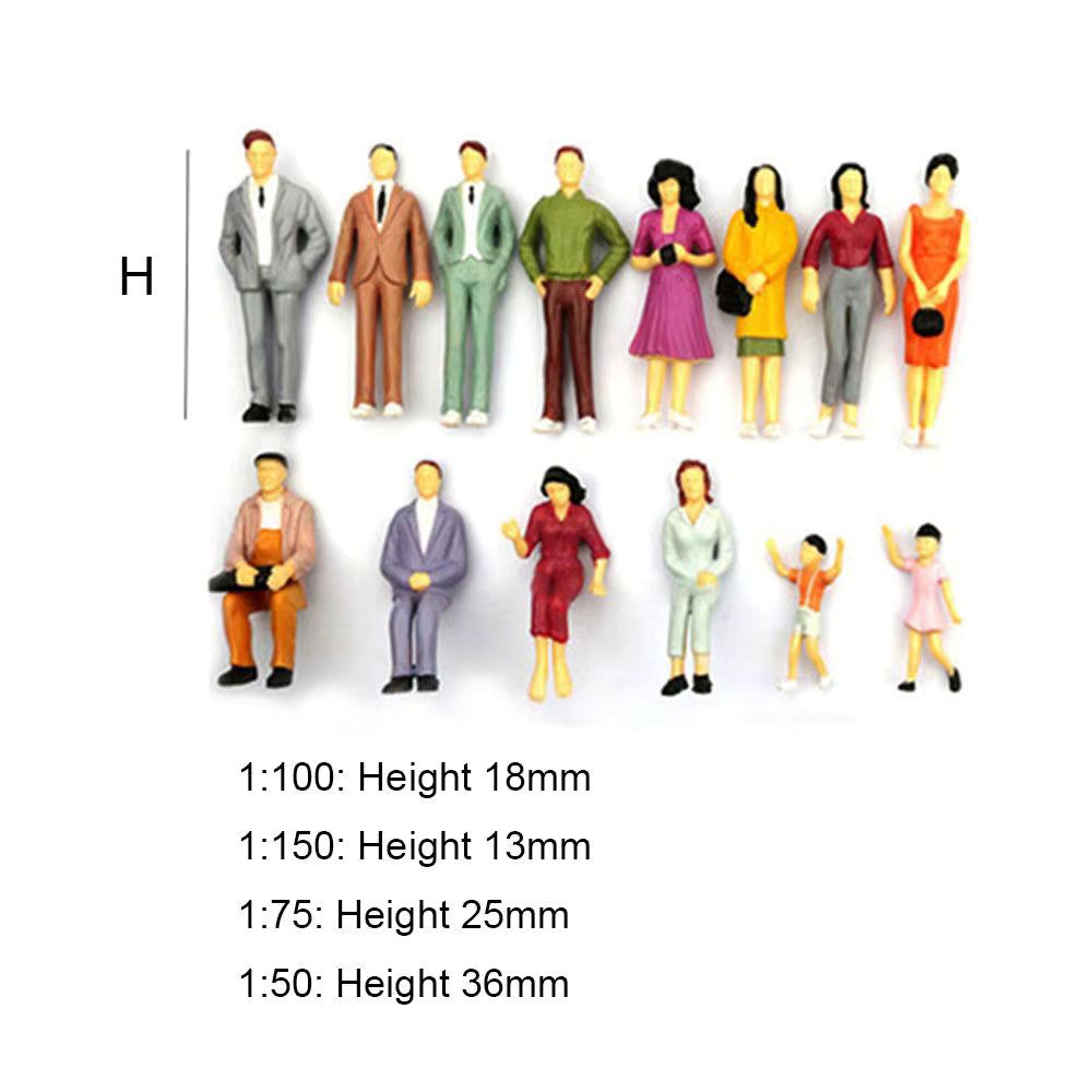 image-Painted Model People - 100Pcs Realistic Figures for Train & Landscape Models - ABS Plastic