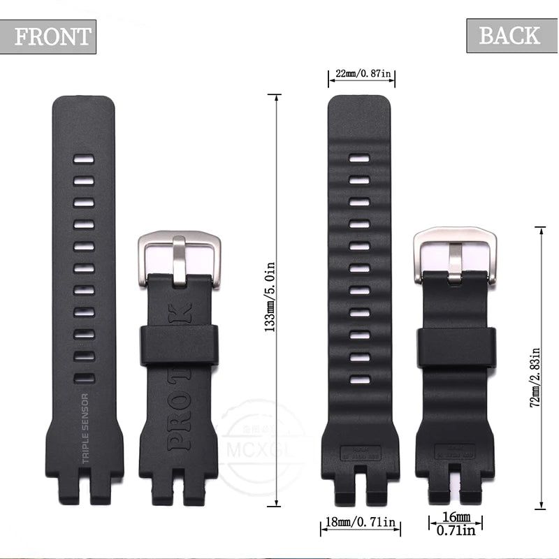 image-Casio PROTREK Waterproof Resin Watch Band MCXGL - Durable Strap Replacement