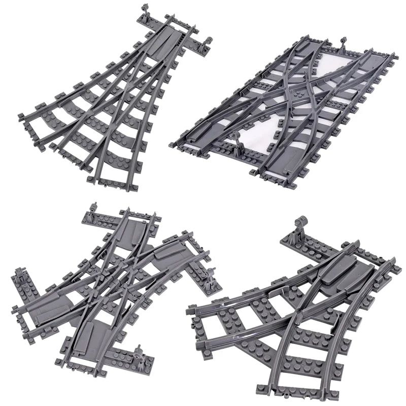 image-Mitty Flexible Railway Crossing Tracks - Compatible with LEGO - ABS Plastic