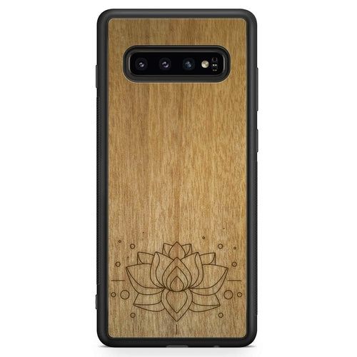 image-Lotus Flower Engraved Wooden Phone Case - Tanganika Wood 