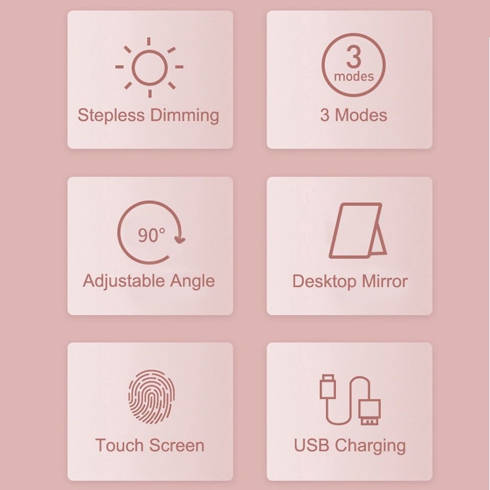 image-LED Makeup Mirror with Touch Screen - Portable USB Charging Mirror