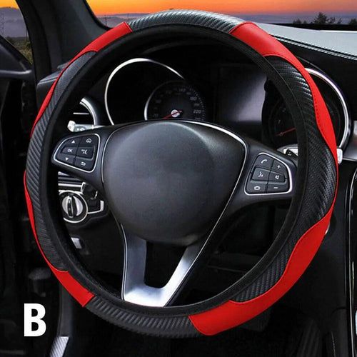 image-15" Vegan Leather Steering Wheel Cover - Microfiber PU Anti-Slip