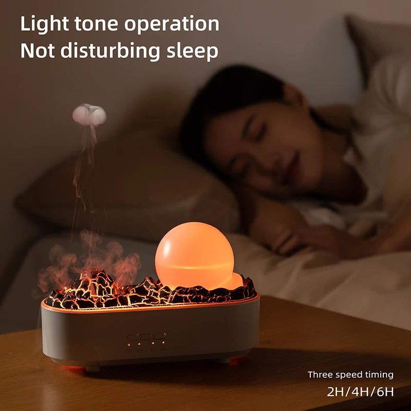 image-Lava Volcano Humidifier & USB Aroma Diffuser - 200ML LED Flame
