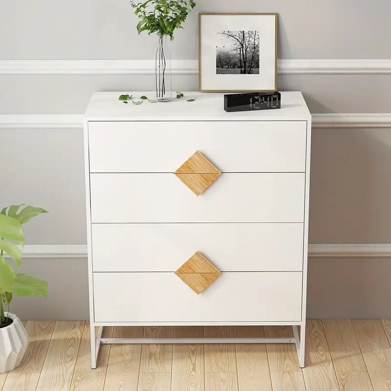 image-4-Drawer Chest of Drawers - White MDF Wood 36" H