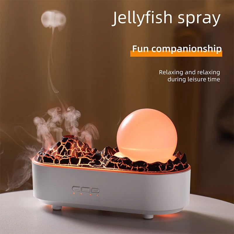 image-Lava Volcano Humidifier & USB Aroma Diffuser - 200ML LED Flame