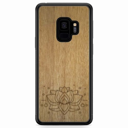 image-Lotus Flower Engraved Wooden Phone Case - Tanganika Wood 