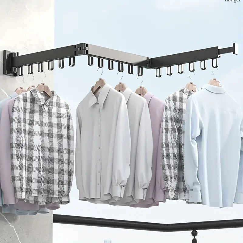 image-Space-Saving Wall-Mounted Tri-Fold Clothes Rack - Metal