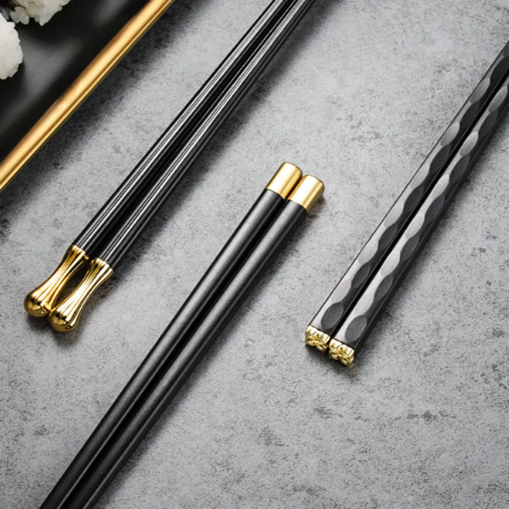 image-Elegant Reusable Chopsticks Set - Glass Fiber 5 Pack