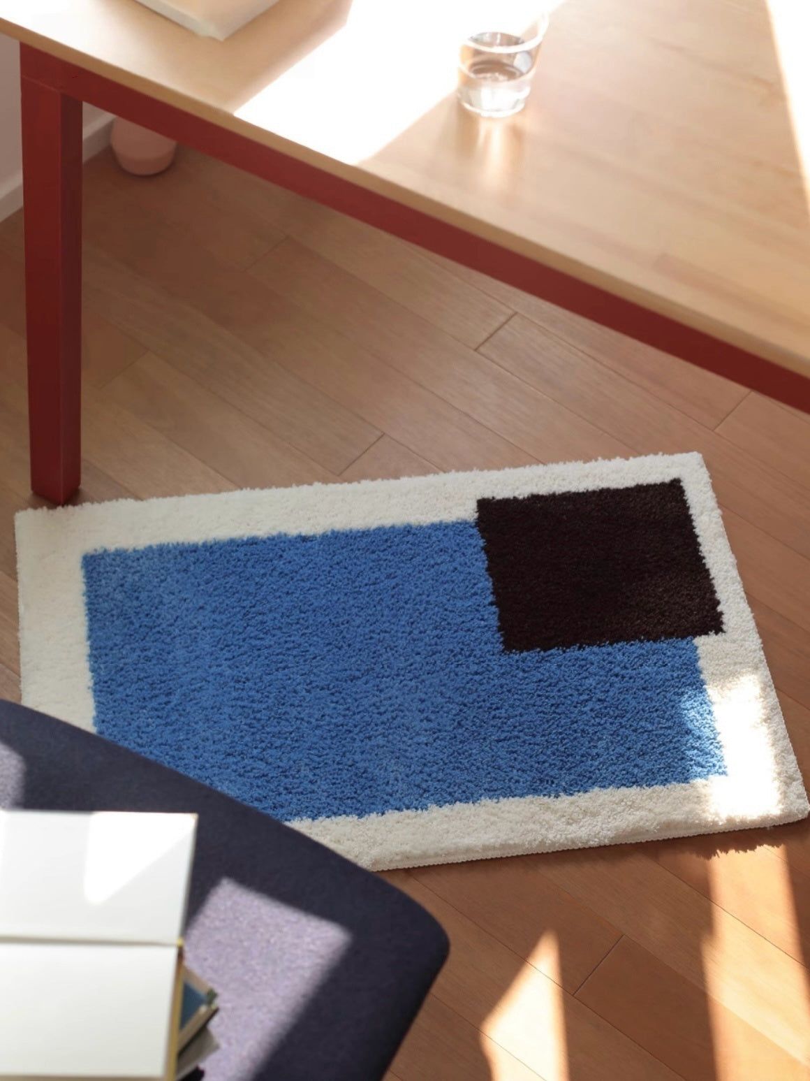 image-Abstract Geometric Bath Rug - Soft Absorbent Modern Design