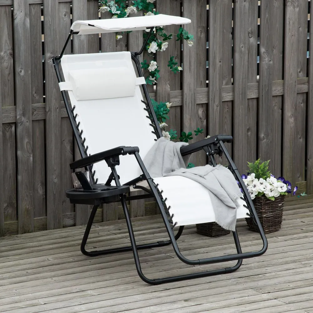 image-Outsunny Zero Gravity Chair with Canopy - Beige