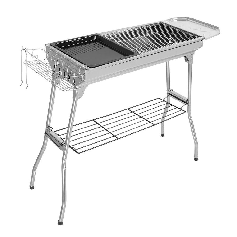 image-Portable Stainless Steel Grill - Silver 4.6kg Lightweight BBQ
